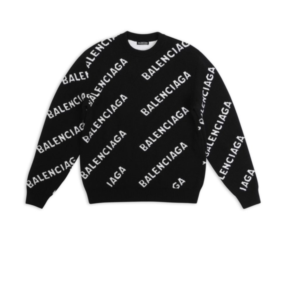 Balenciaga Allover Logo Sweater in Black - Size M